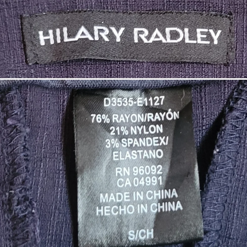 Hilary Radley Dark Navy Textured Cropped Pull-up Pants, Women's Small - Picture 14 of 14